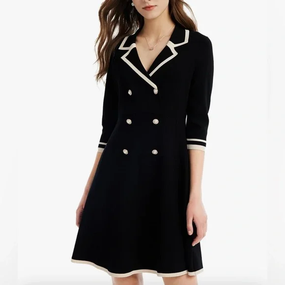 NWOT Elegant Black Double-Breasted Dress XL - Picture 3 of 11